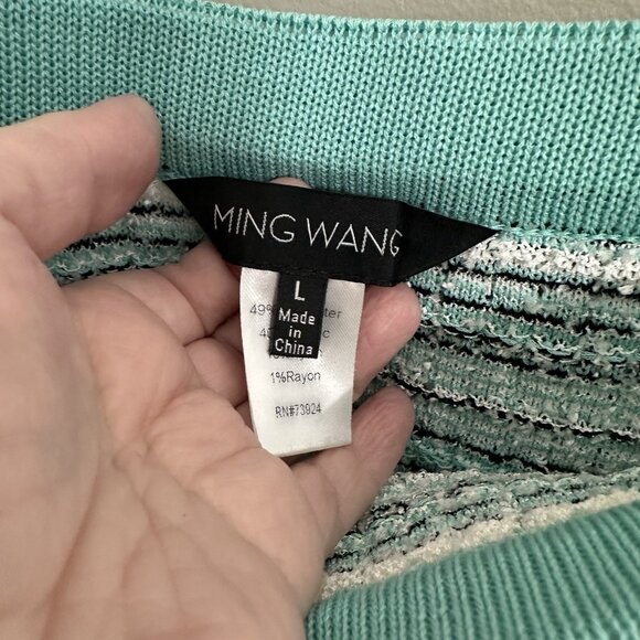 MING WANG skirt knit tweed stretch multi color midi pencil old money LARGE - Picture 5 of 6